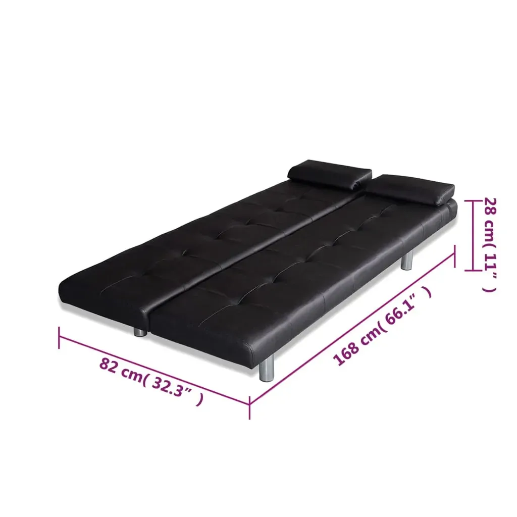Rutland Sofa Bed with Two Pillows Artificial Leather Adjustable Price