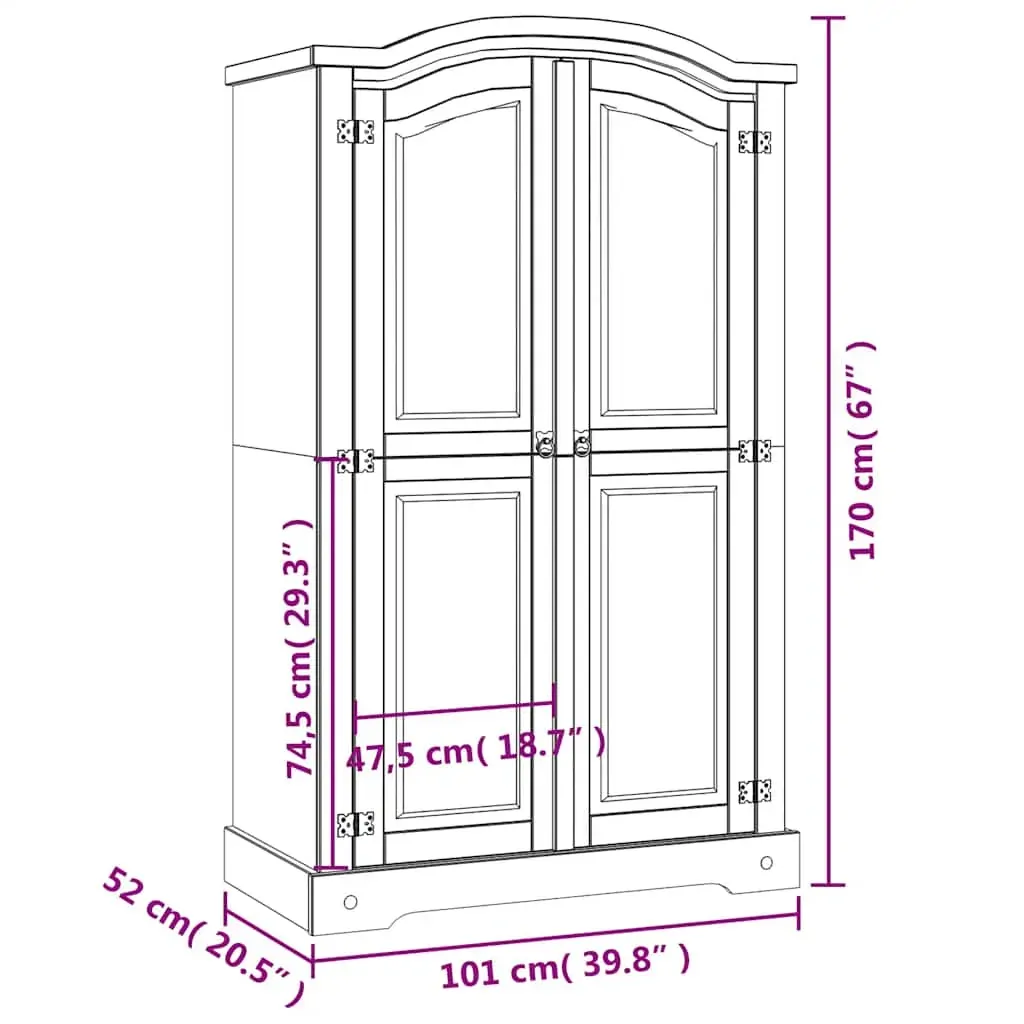 Wardrobe Mexican Pine Corona Range 2 Doors Price