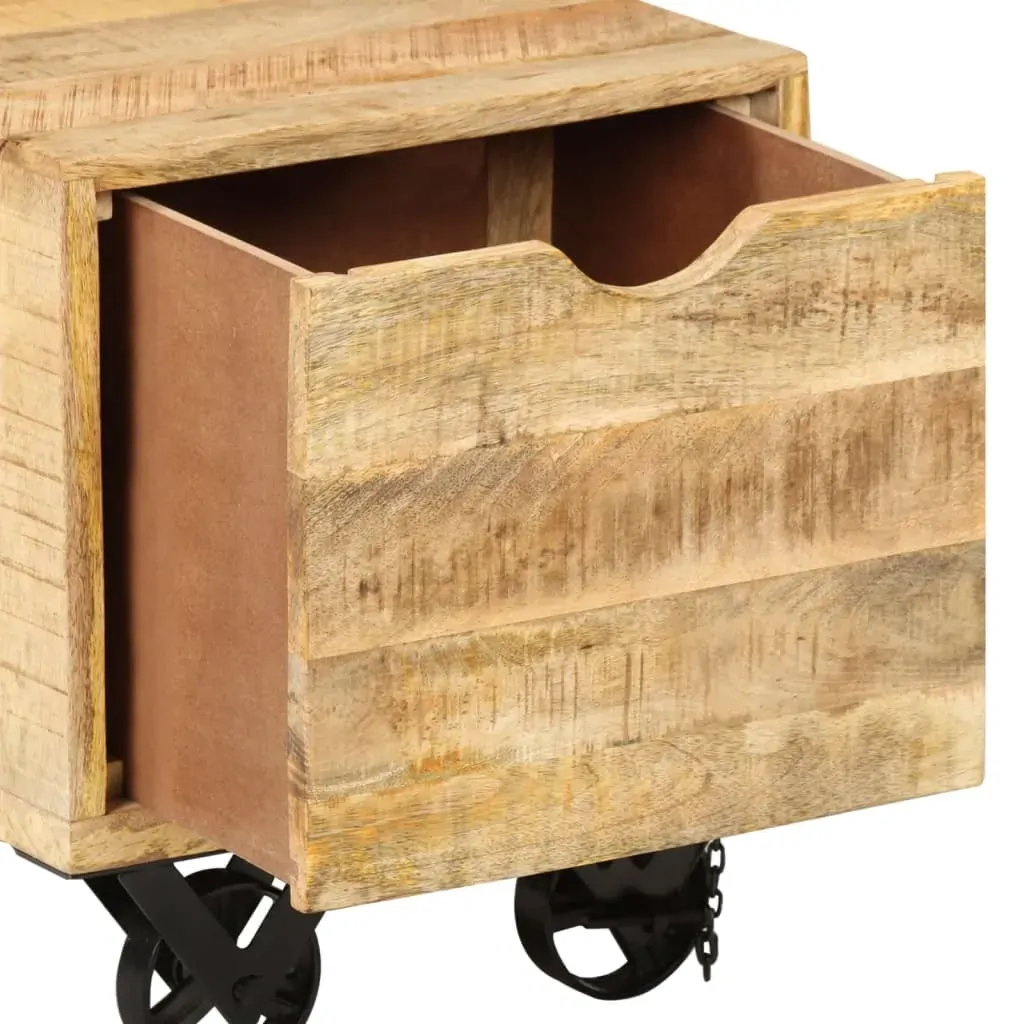 Whakatane Side Table with Drawer Wheels Mango Wood 40x40x45 cm Price