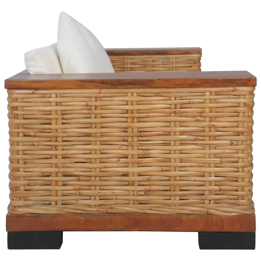 Sofa Set with Cushions Brown Natural Rattan Price