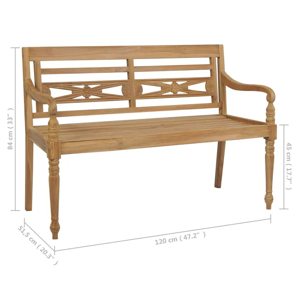 Batavia Bench with Cushion Solid Teak Wood Price