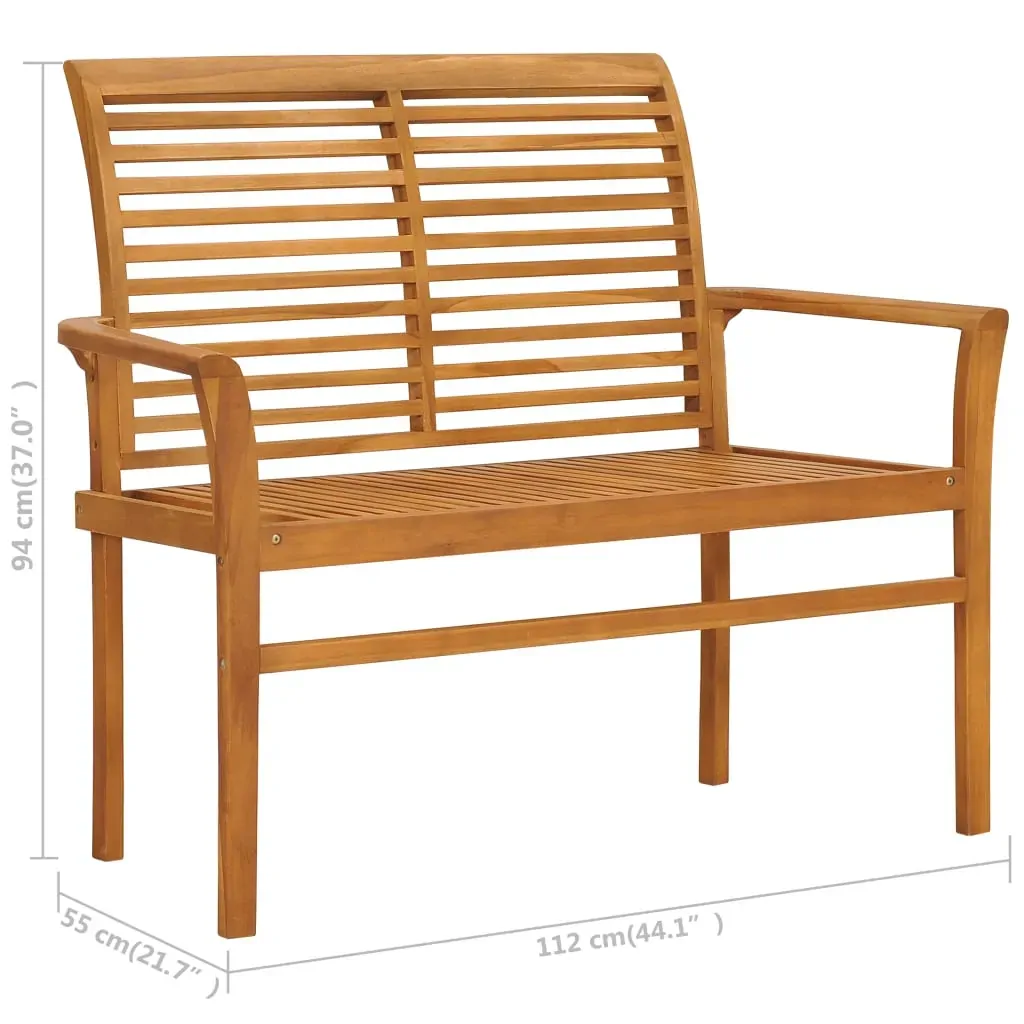 Garden Bench with Cushion 112 cm Solid Teak Wood Price