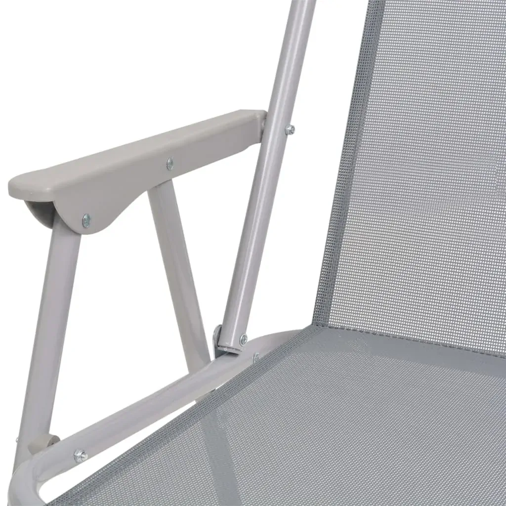 Outdoor Dining Set Steel and Textilene Grey Price
