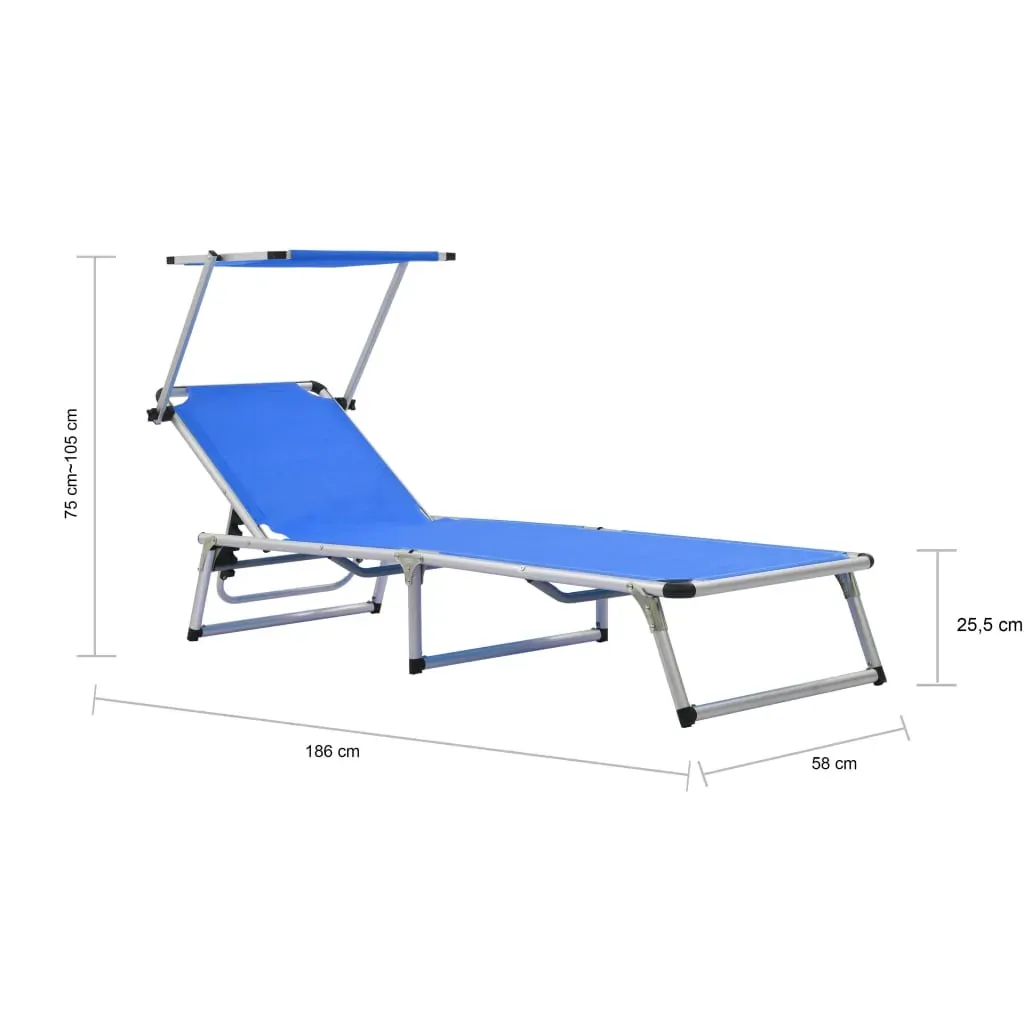 Folding Sun Lounger with Roof Aluminium and Textilene Price