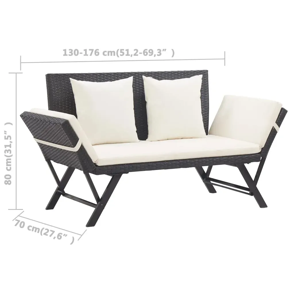 Garden Bench with Cushions 176 cm Poly Rattan Price