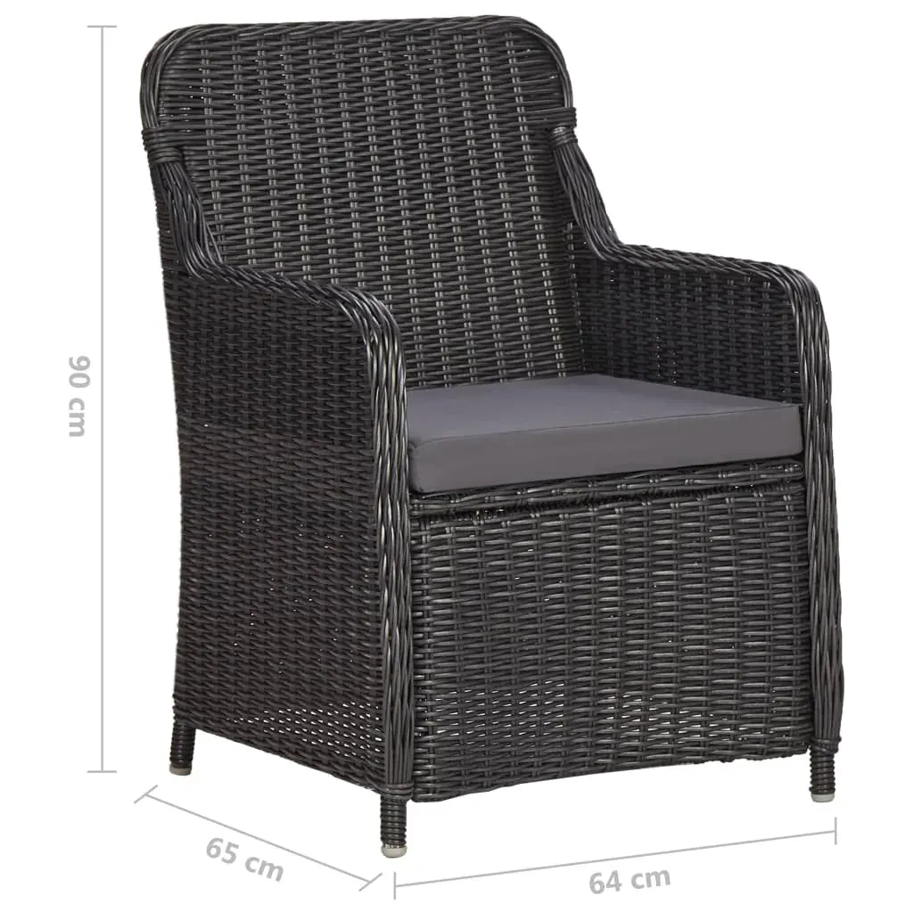 3 Piece Garden Bistro Set with Cushions Poly Rattan Black Price