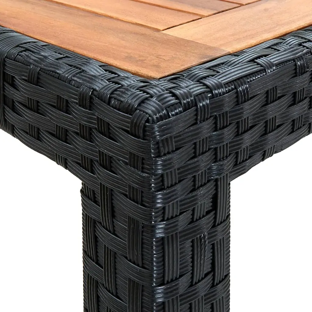 Outdoor Dining Set Poly Rattan Acacia Wood Black Price