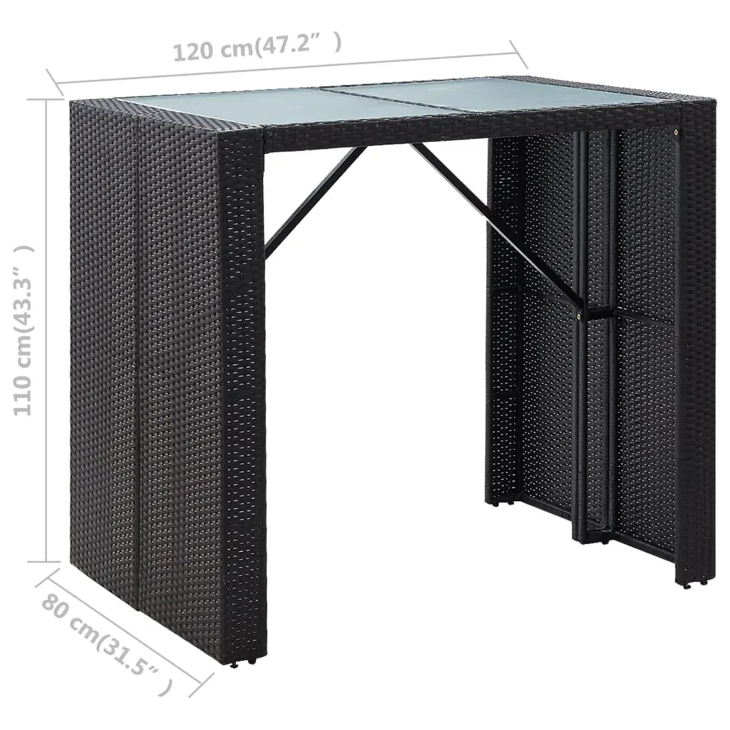 Outdoor Bar Set Poly Rattan and Glass Black Price