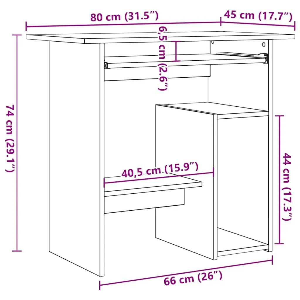 Desk 80x45x74 cm Engineered Wood Price