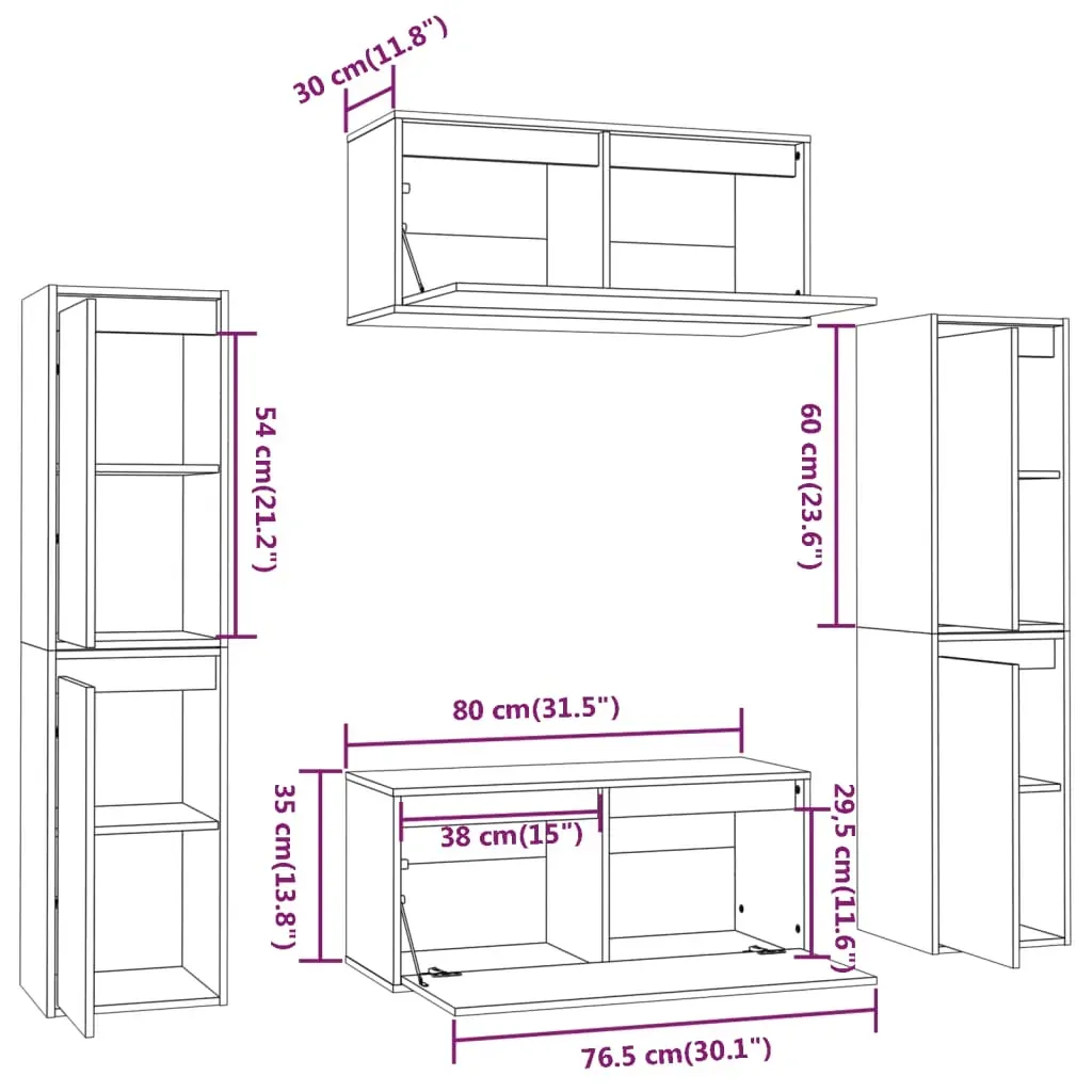 Buckie TV Cabinets 6 pcs Solid Wood Pine Price