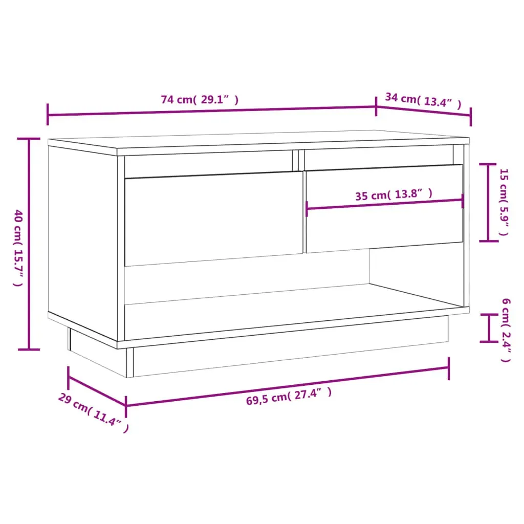 Ramsbottom TV Cabinet 74x34x40 cm Solid Wood Pine Price