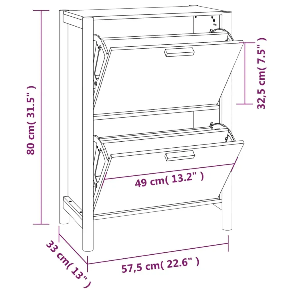 Shoe Cabinet 57.5x33x80 cm Engineered Wood Price