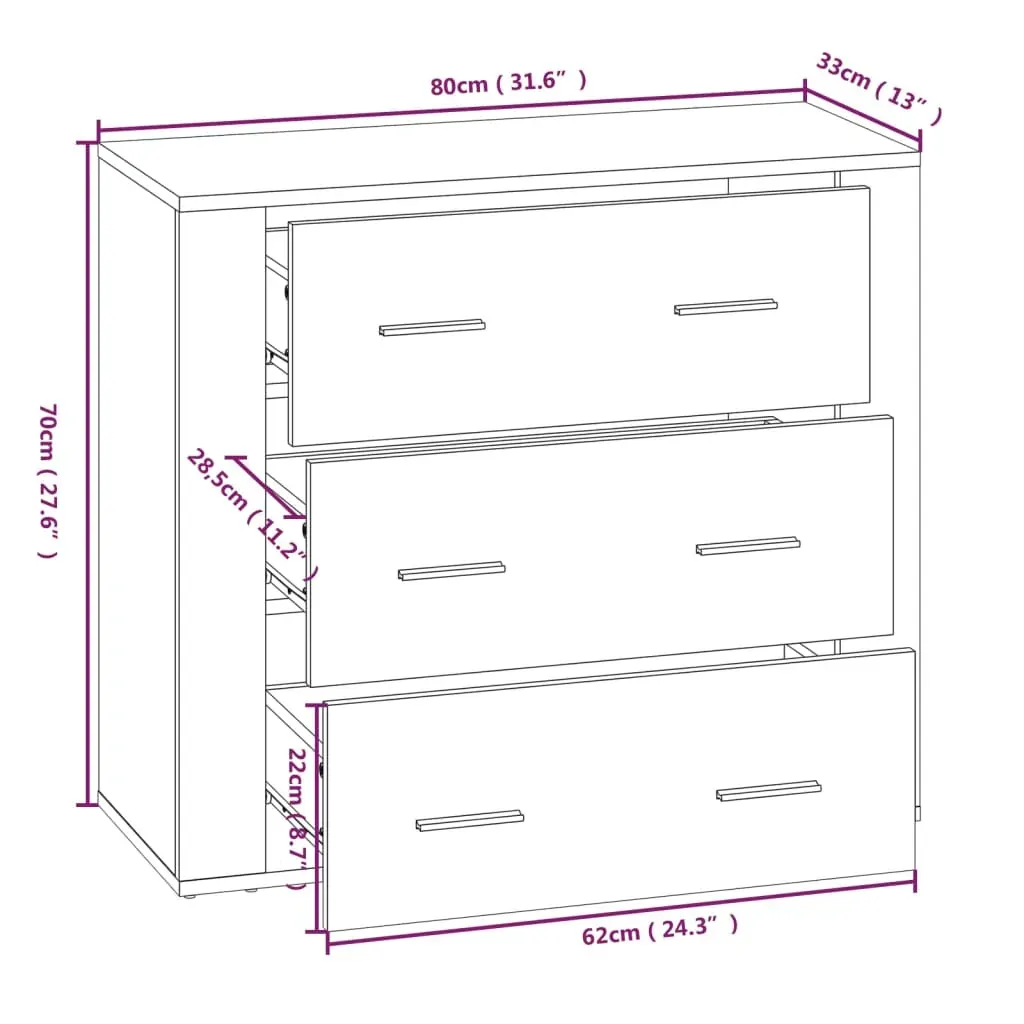 Sideboard 80x33x70 cm Engineered Wood Price