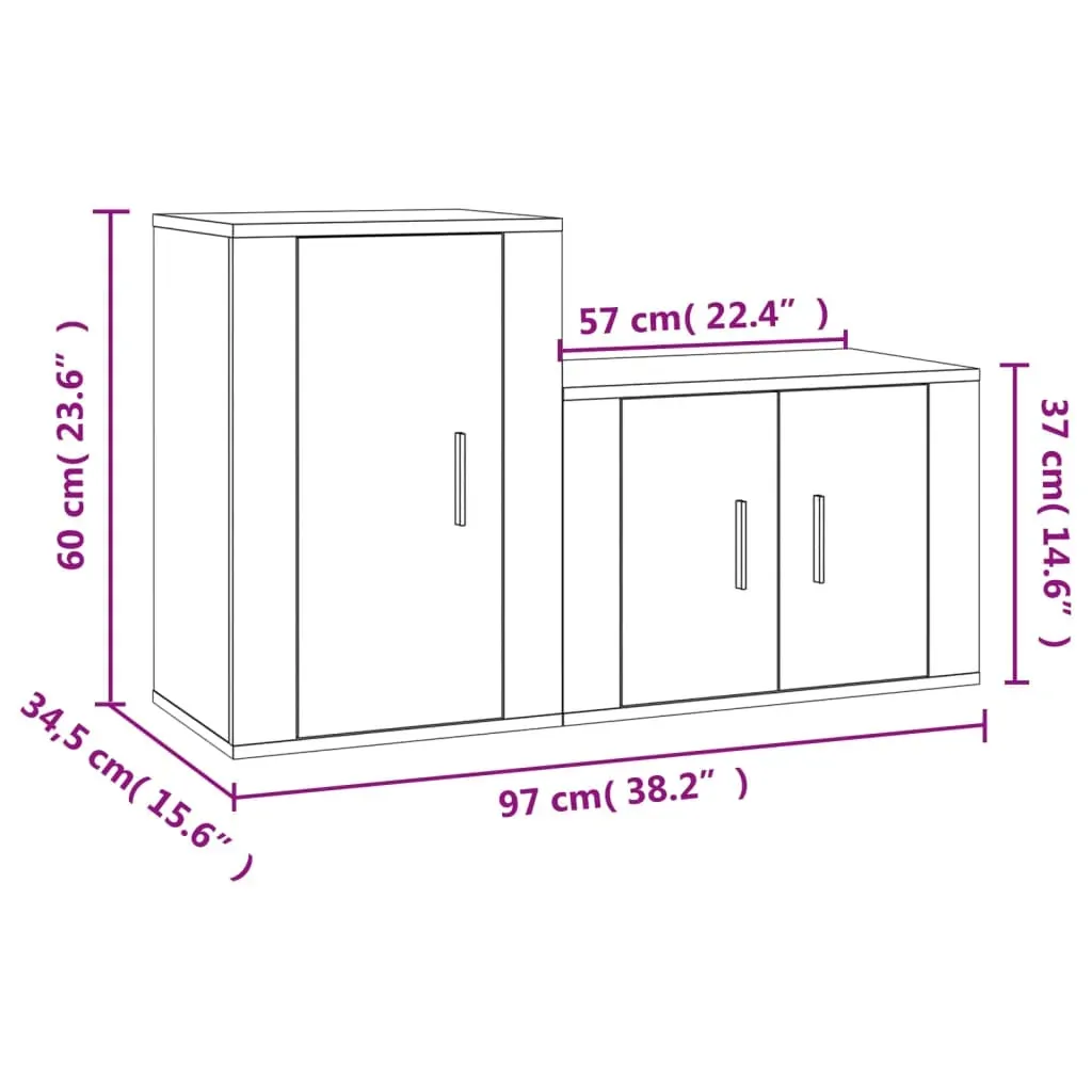 2 Piece TV Cabinet Set Engineered Wood Price