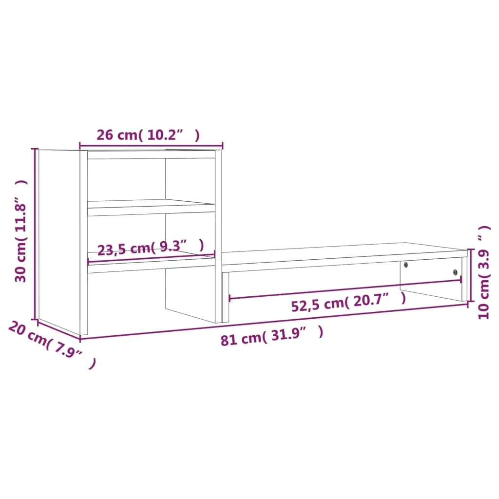 Monitor Stand 81x20x30 cm Solid Pine Wood Price