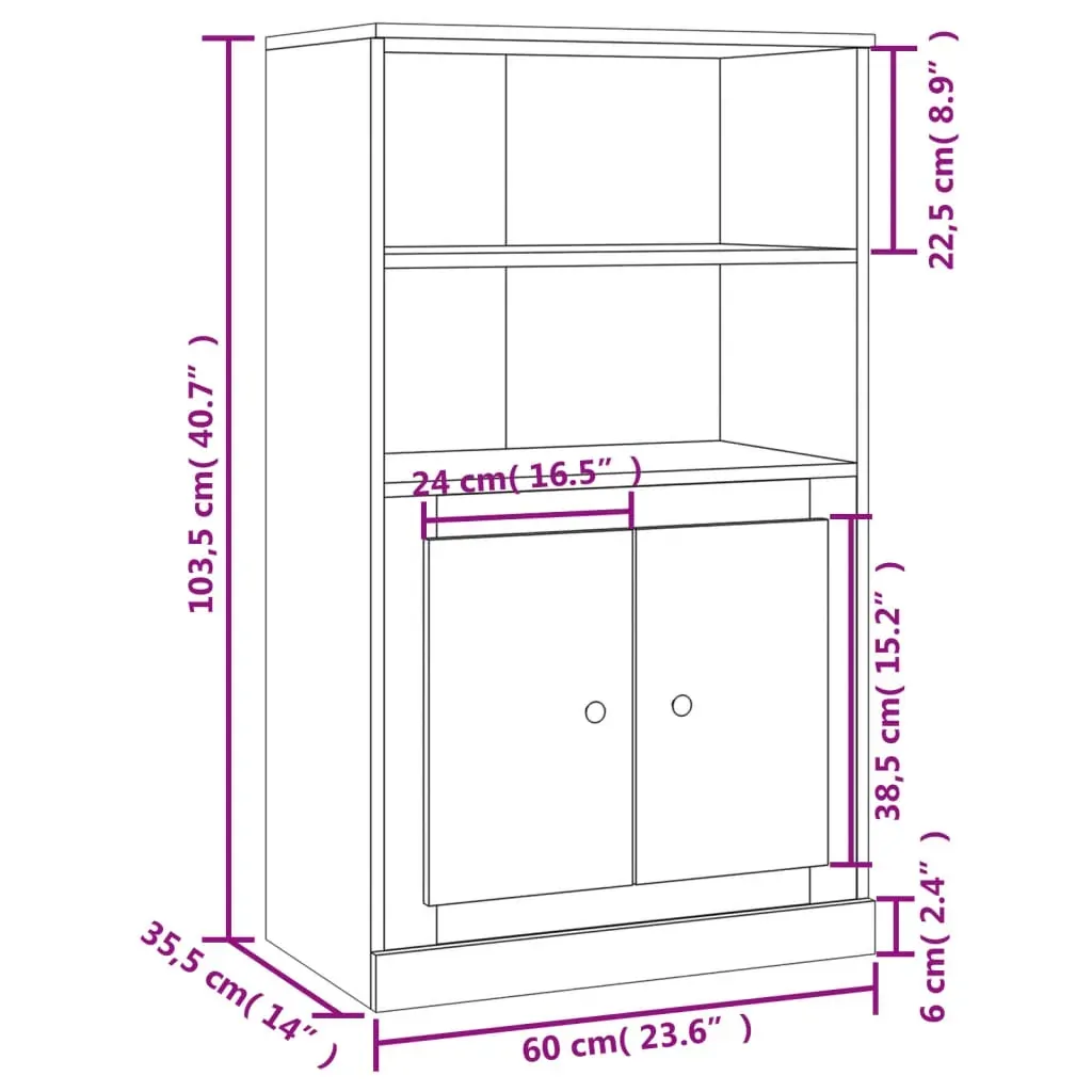 Highboard 60x35.5x103.5 cm Engineered Wood Price
