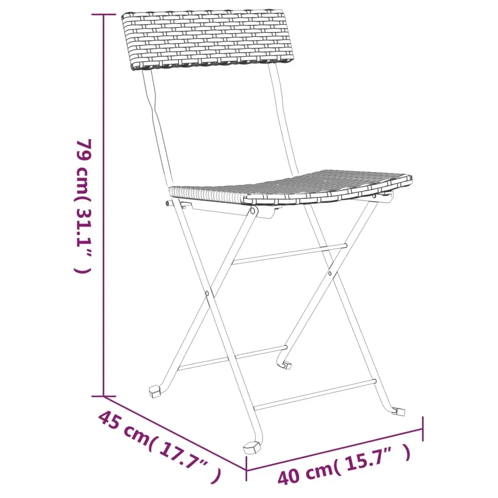 Folding Bistro Set Black Poly Rattan Price