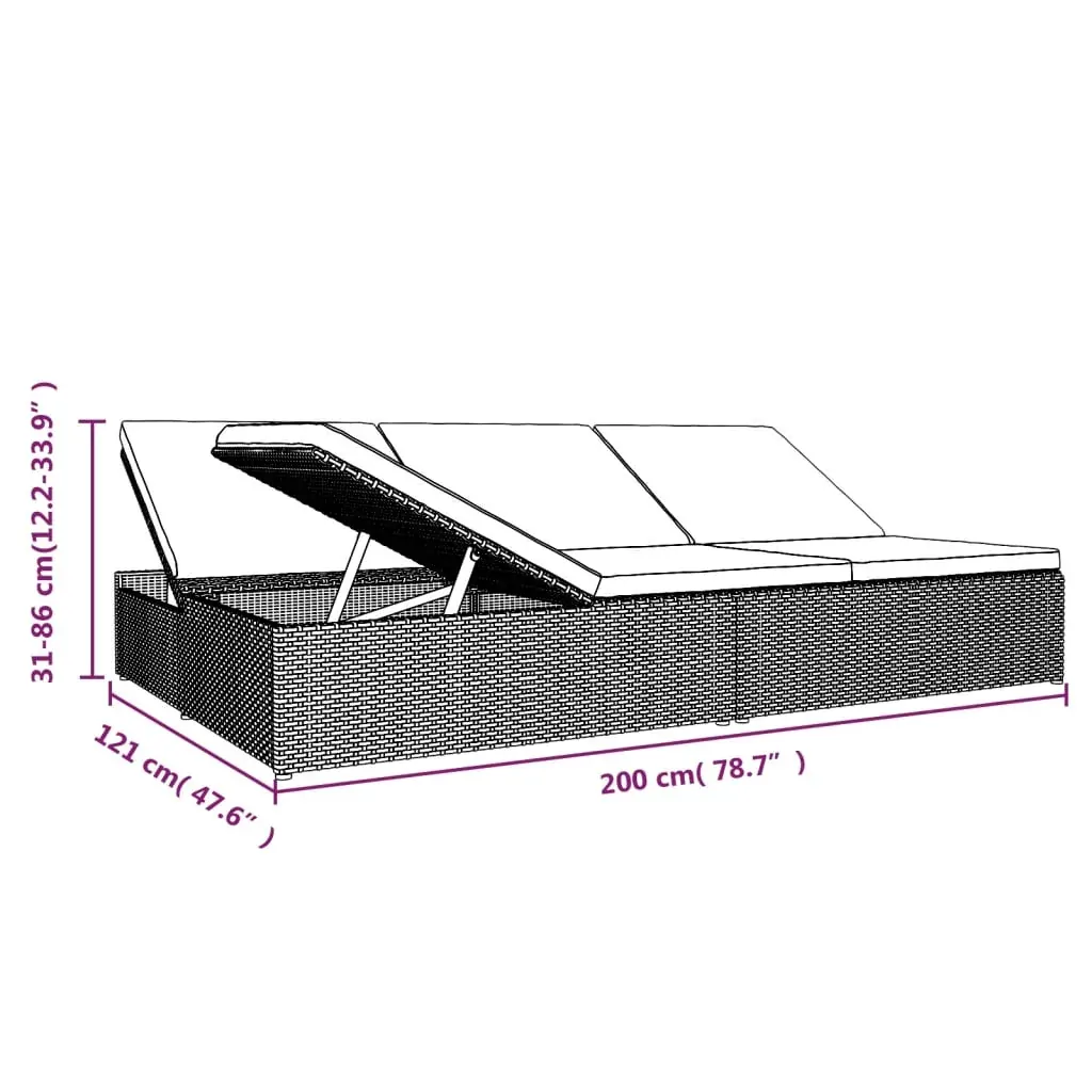 Convertible Sun Bed with Cushions Poly Rattan Price