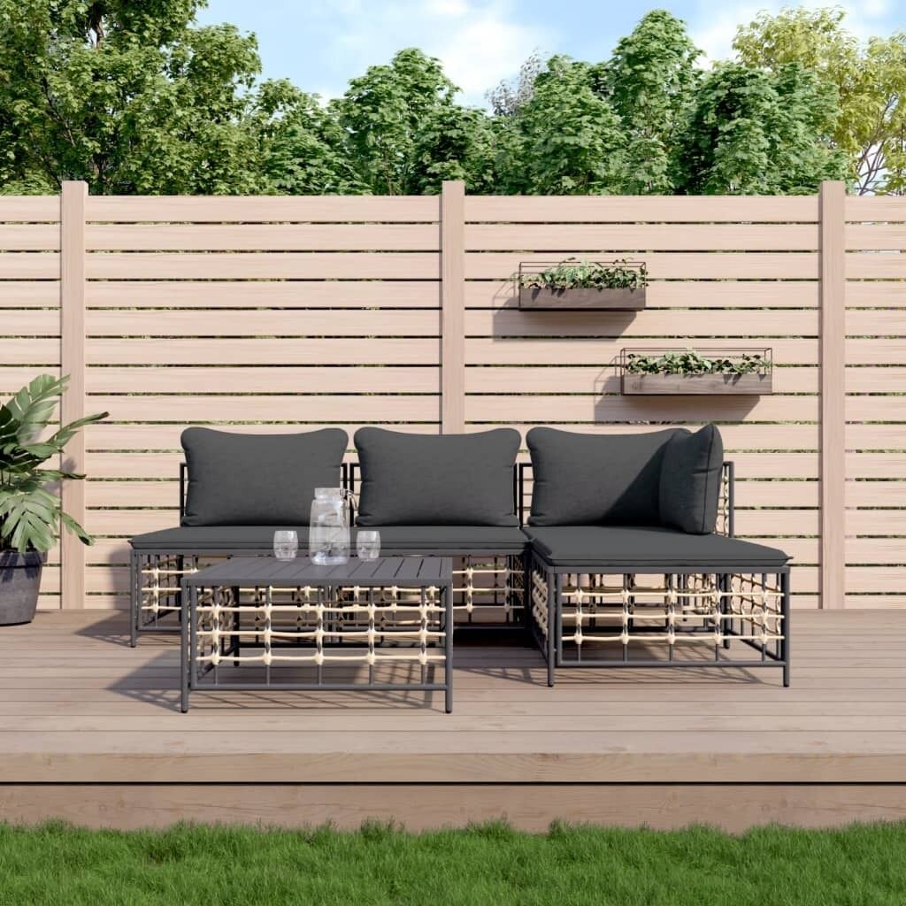 Garden Lounge Set with Cushions Anthracite Poly Rattan Price