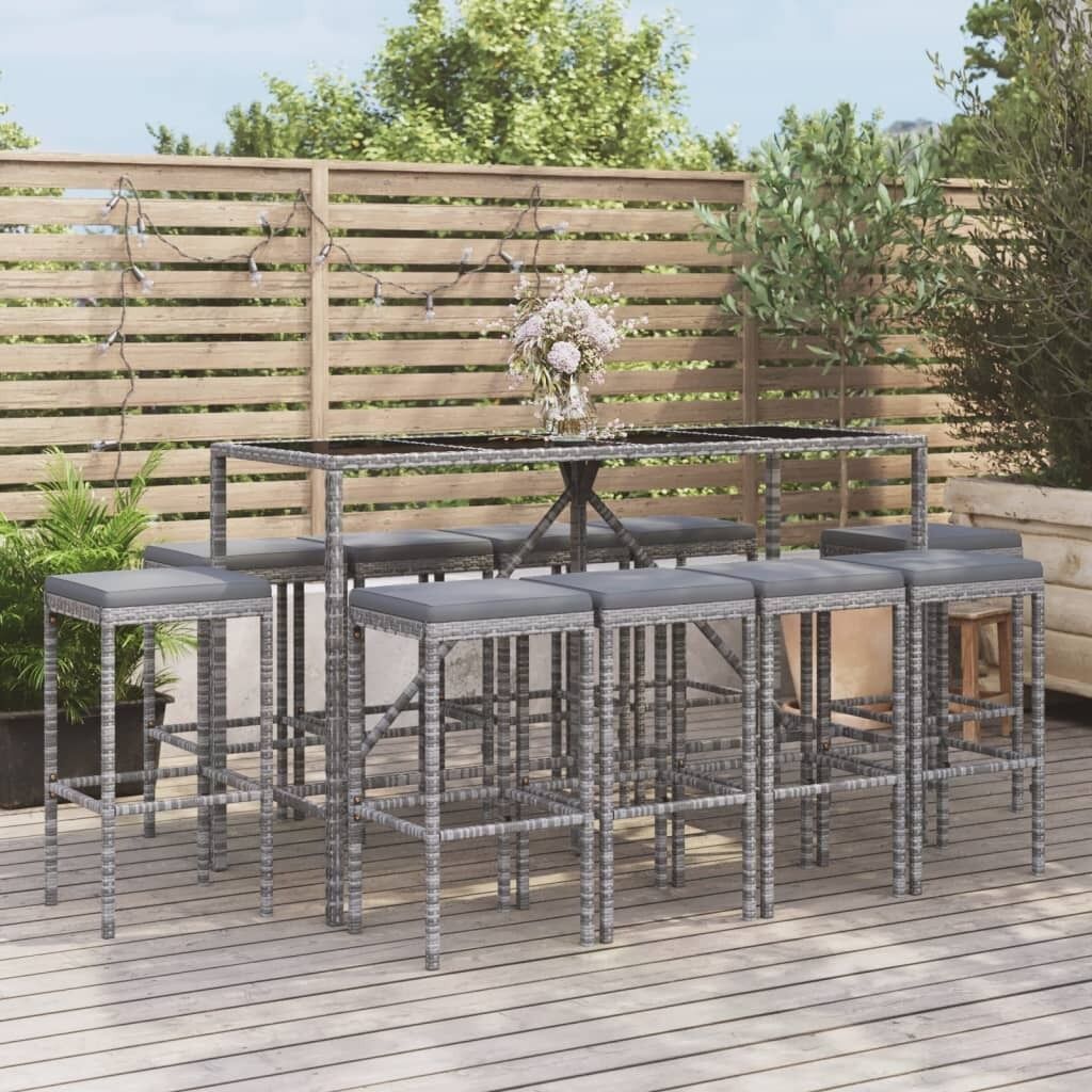 Garden Bar Set with Cushions Poly Rattan Price