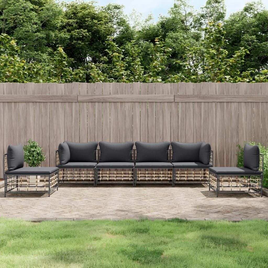 Garden Lounge Set with Cushions Anthracite Poly Rattan Price