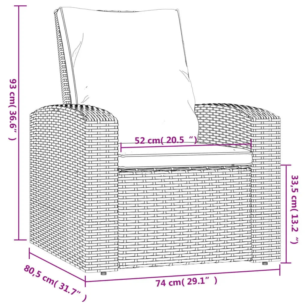 Garden Reclining Chair with Cushions Poly Rattan Price