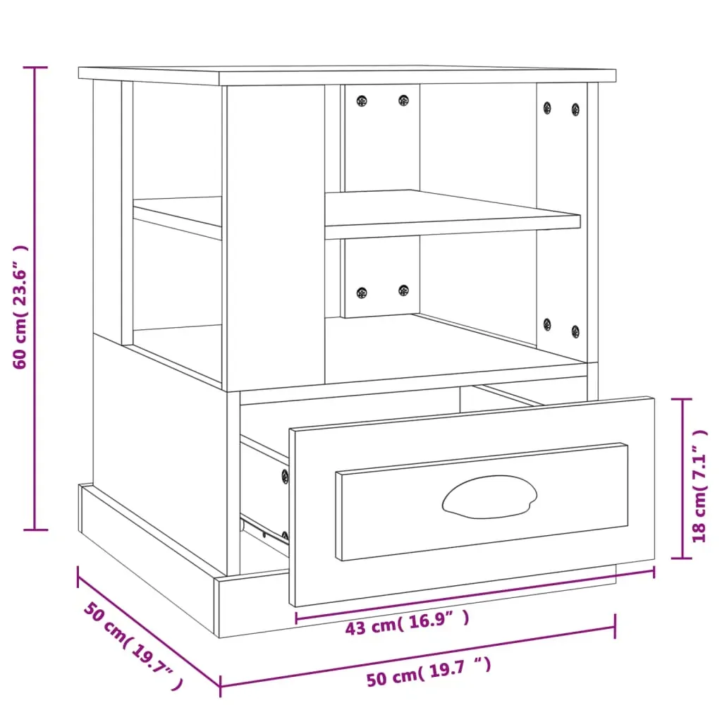 Side Table 50x50x60 cm Engineered Wood Price