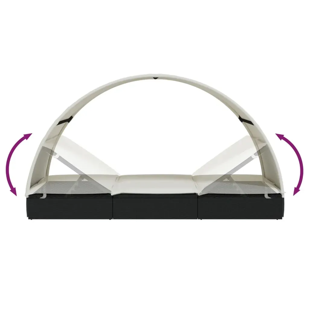 2-Person Sunbed with Round Roof 211x112x140 cm Poly Rattan Price