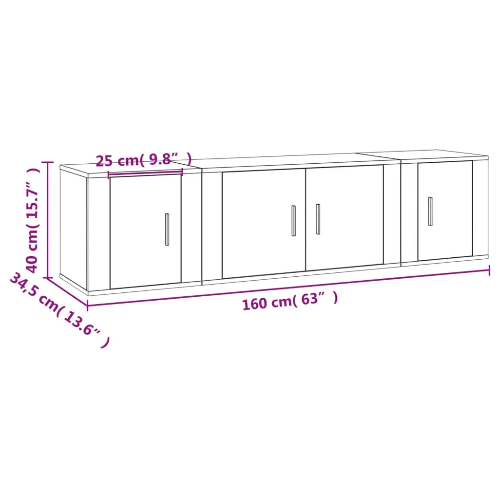 3 Piece TV Cabinet Set Engineered Wood Price