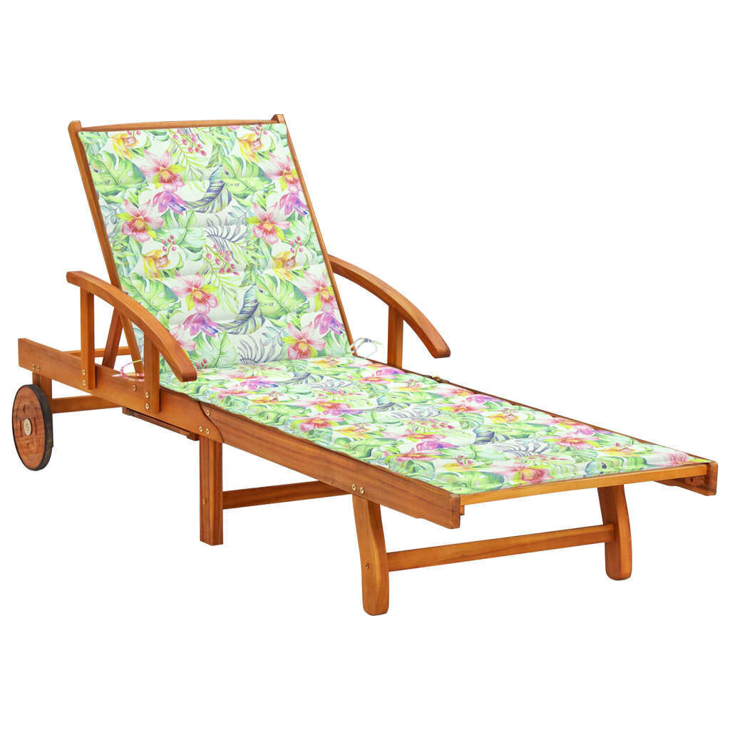 Garden Sun Lounger with Cushion Solid Acacia Wood Price