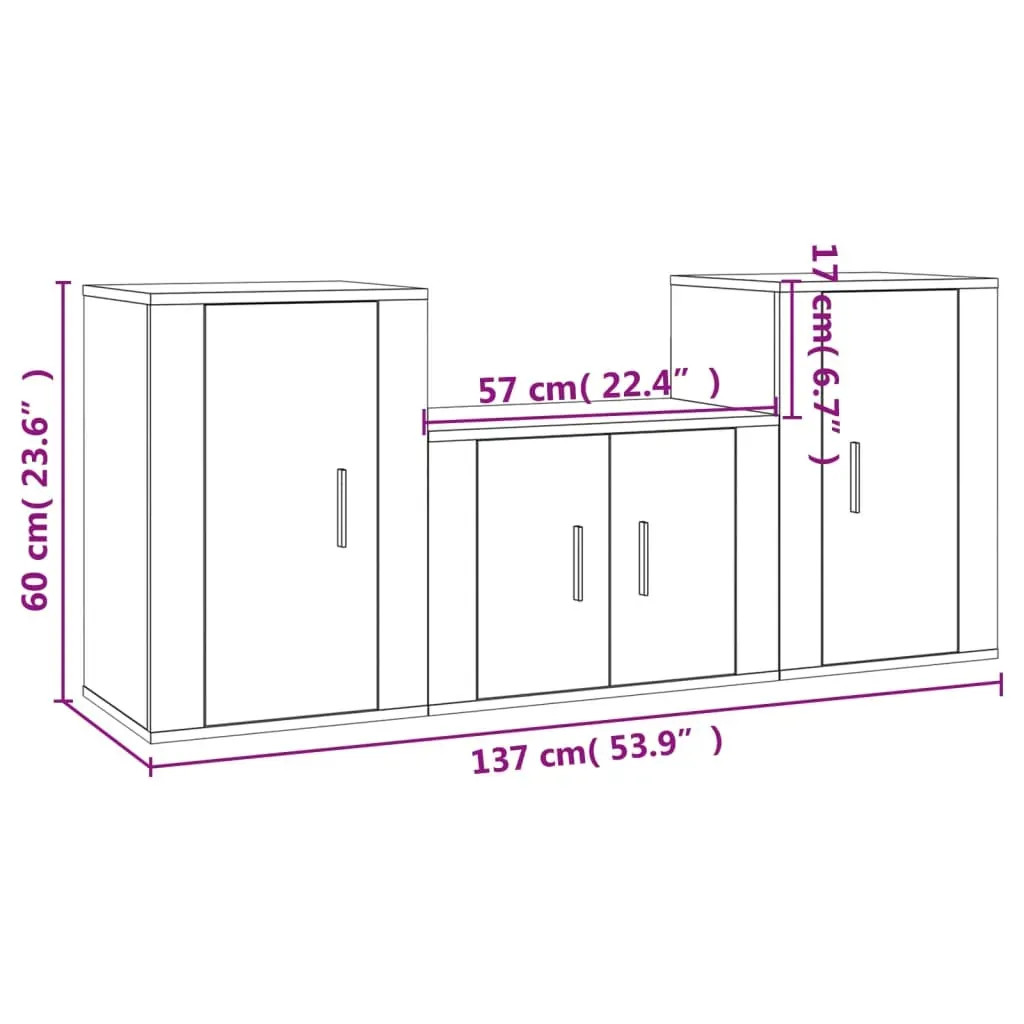 3 Piece TV Cabinet Set Engineered Wood Price