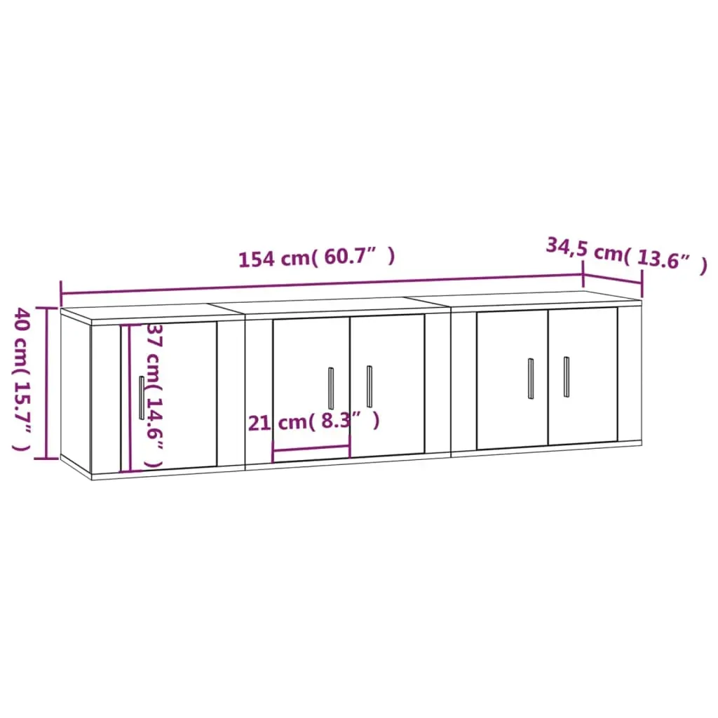 3 Piece TV Cabinet Set Engineered Wood Price