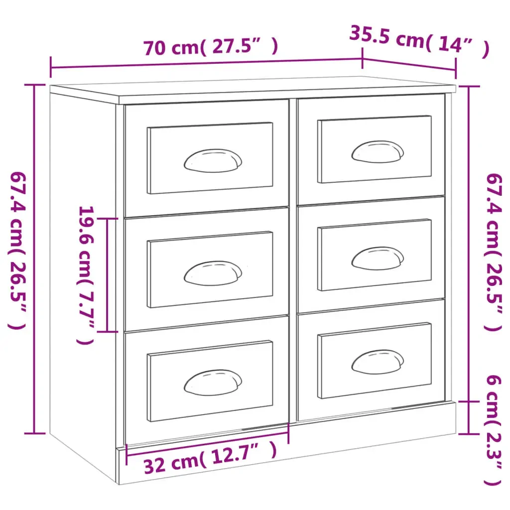 Sideboard 70x35.5x67.5 cm Engineered Wood Price