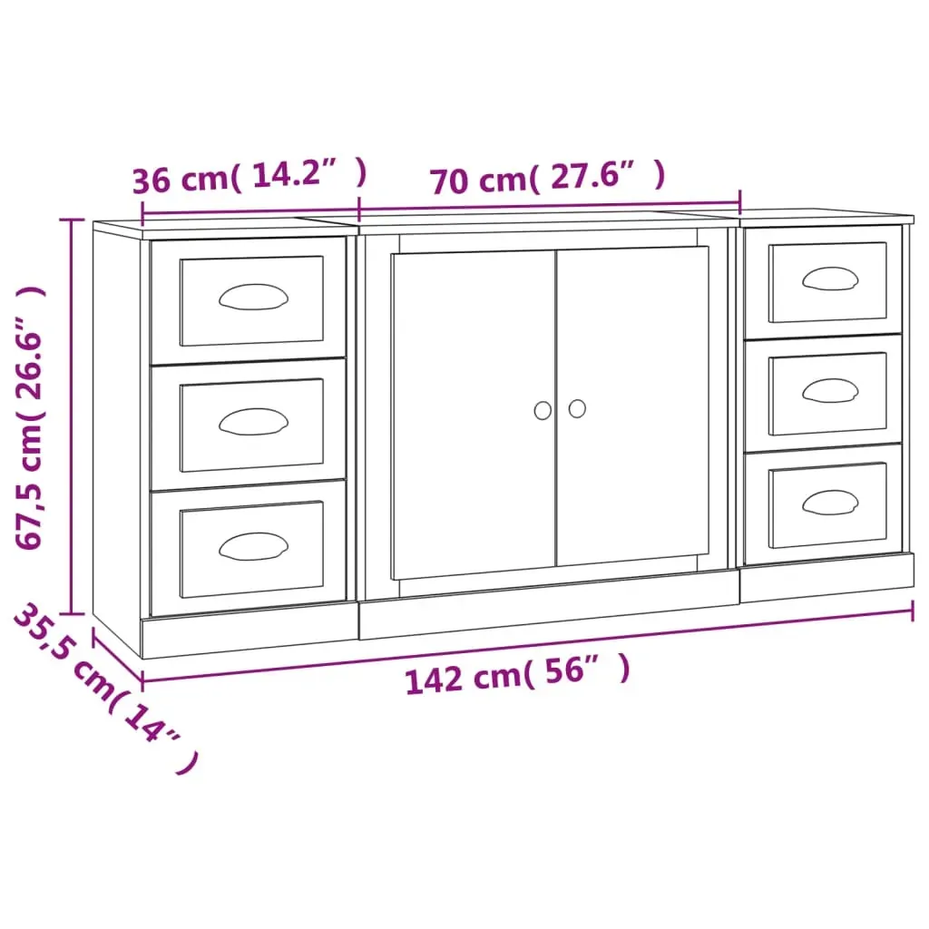 Sideboards 3 pcs Engineered Wood Price