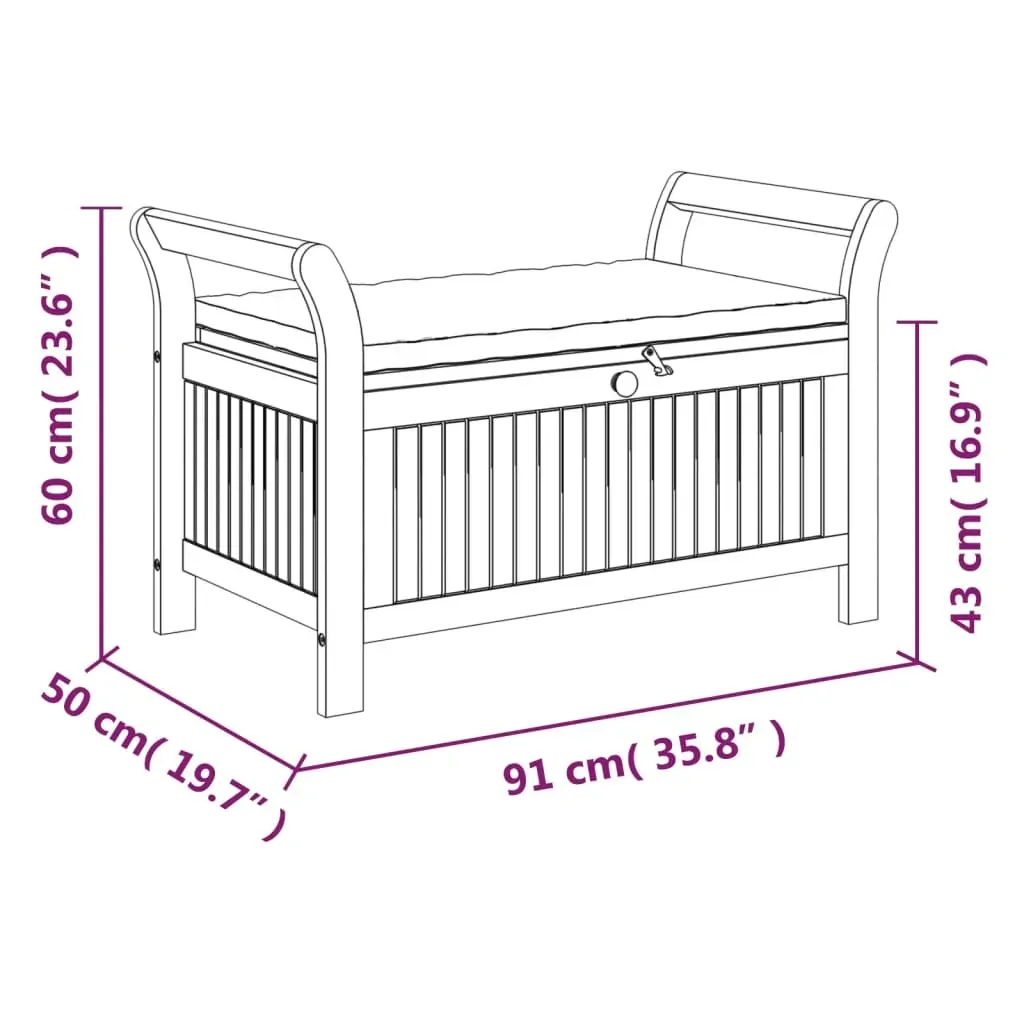 Garden Storage Bench with Cushion Solid Wood Acacia Price