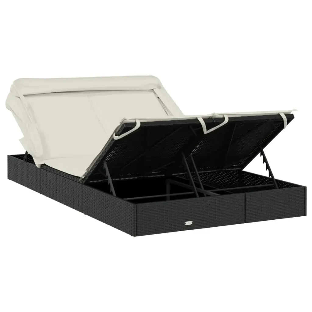 2-Person Sunbed with Foldable Roof 213x118x97 cm Poly Rattan Price