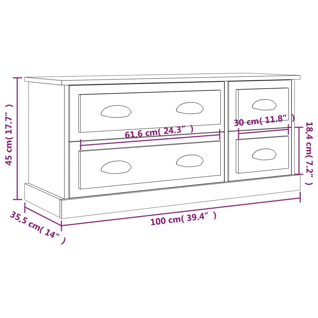 TV Cabinet 100x35.5x45 cm Engineered Wood Price