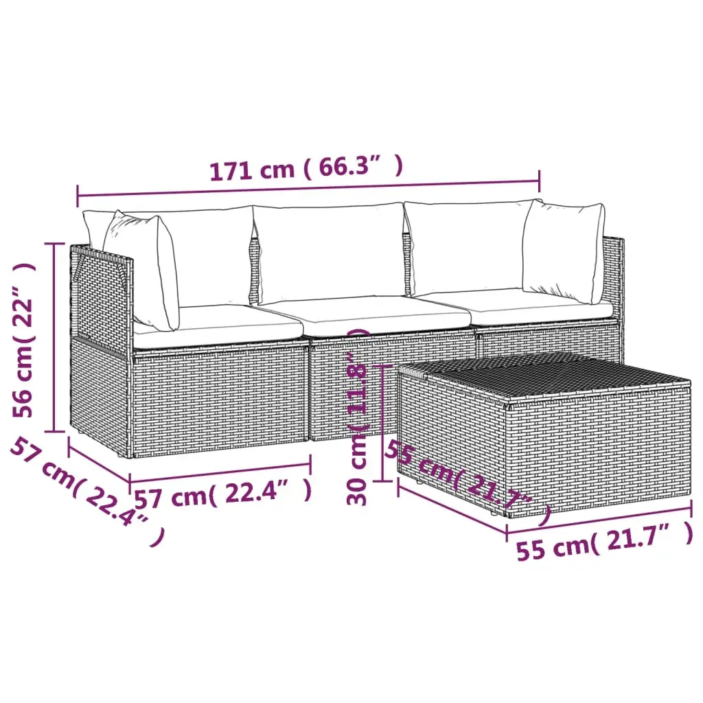 Garden Lounge Set with Cushions Grey Poly Rattan Price