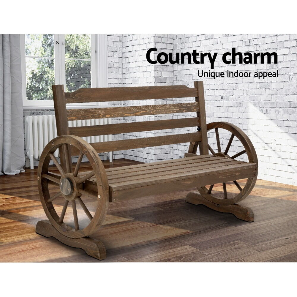 Gardeon Outdoor Garden Bench Wooden 2 Seat Wagon Chair Patio Furniture Teak Price