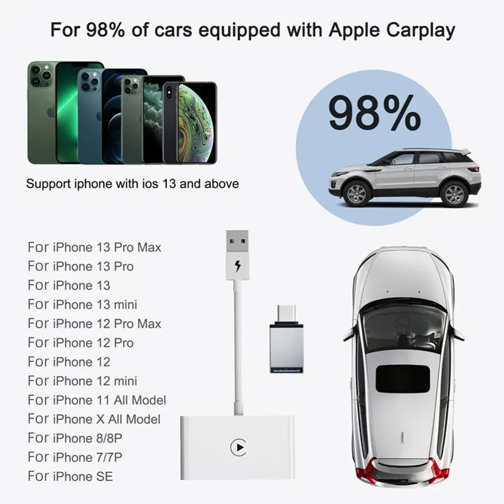 USB Wireless CarPlay Adapter Dongle for Apple iOS Car Auto Navigation Player NEW Price