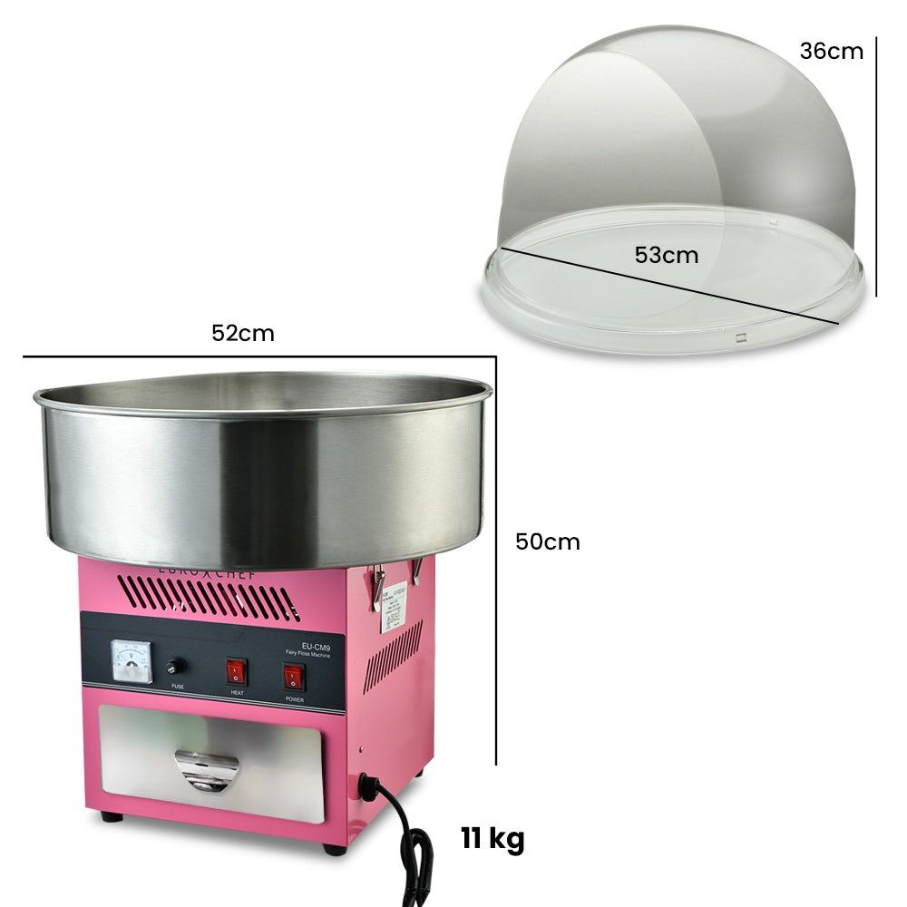 EUROCHEF 1000W Commercial Cotton Candy Machine Fairy Floss Maker with Transparent Shield Price