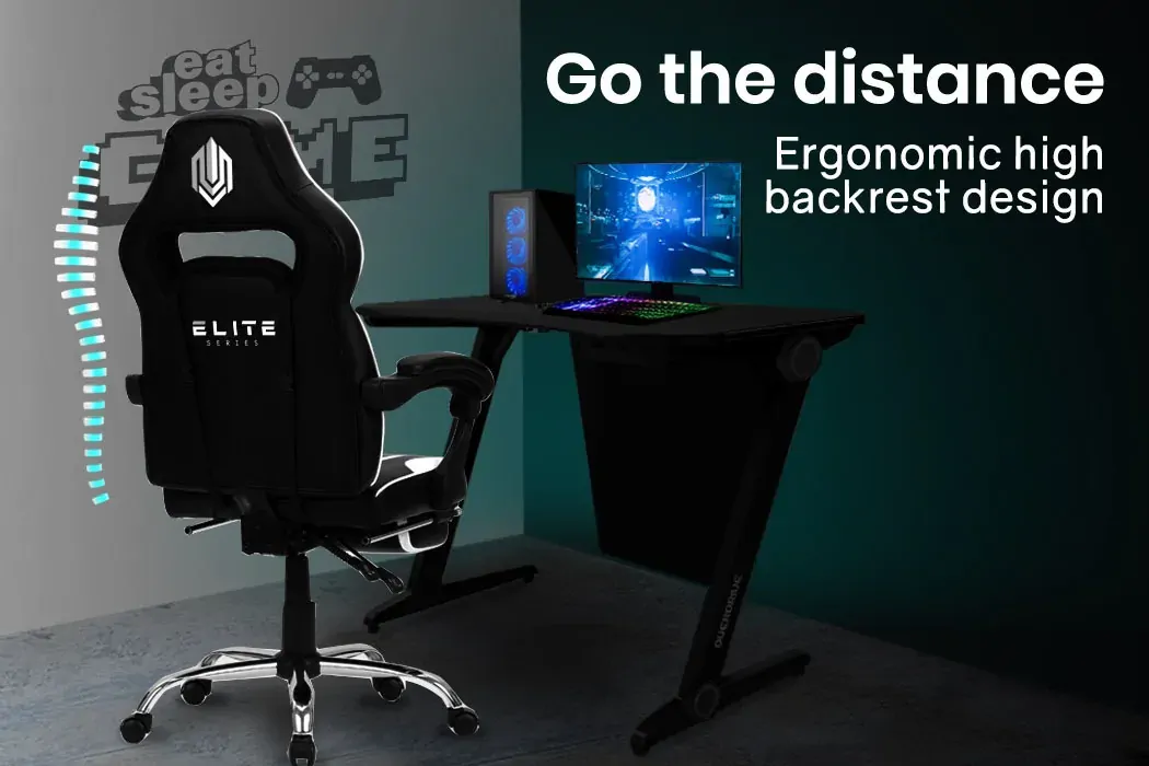 Gaming Chair Desk Racing Seat Setup PC Combo Office Black Table Foot Price