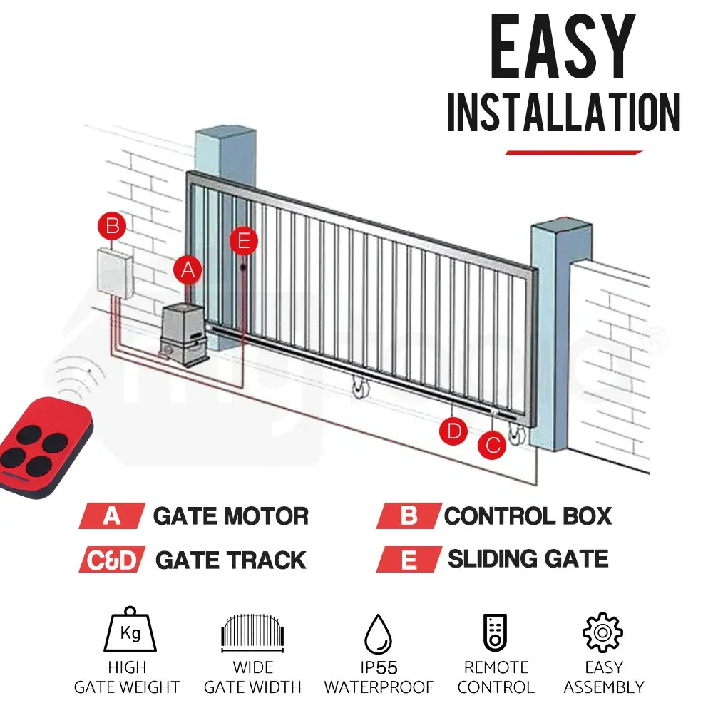 E-GUARD Automatic Sliding Gate Opener 6m 1500kg Auto Motorised Remote Control Kit Price
