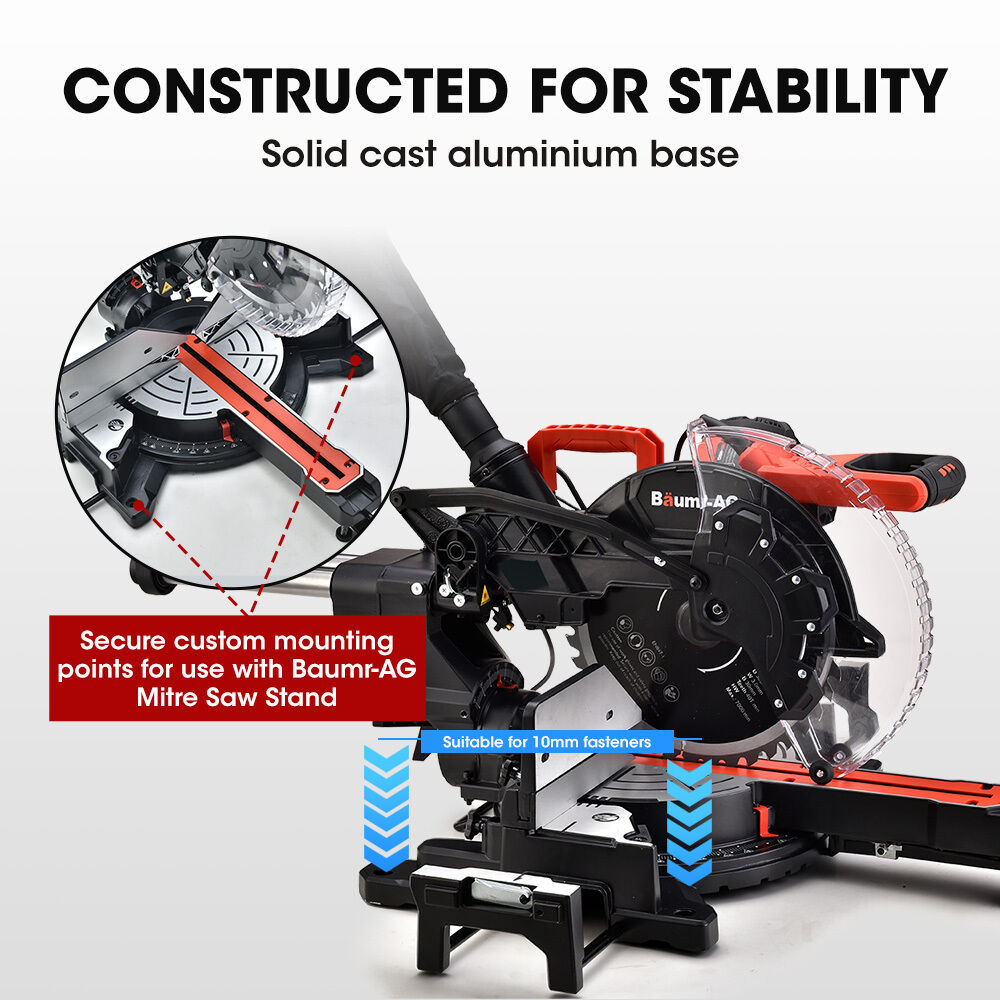 BAUMR-AG 305mm Dual Bevel Sliding Compound Mitre Drop Saw and Adjustable Stand Combo Price