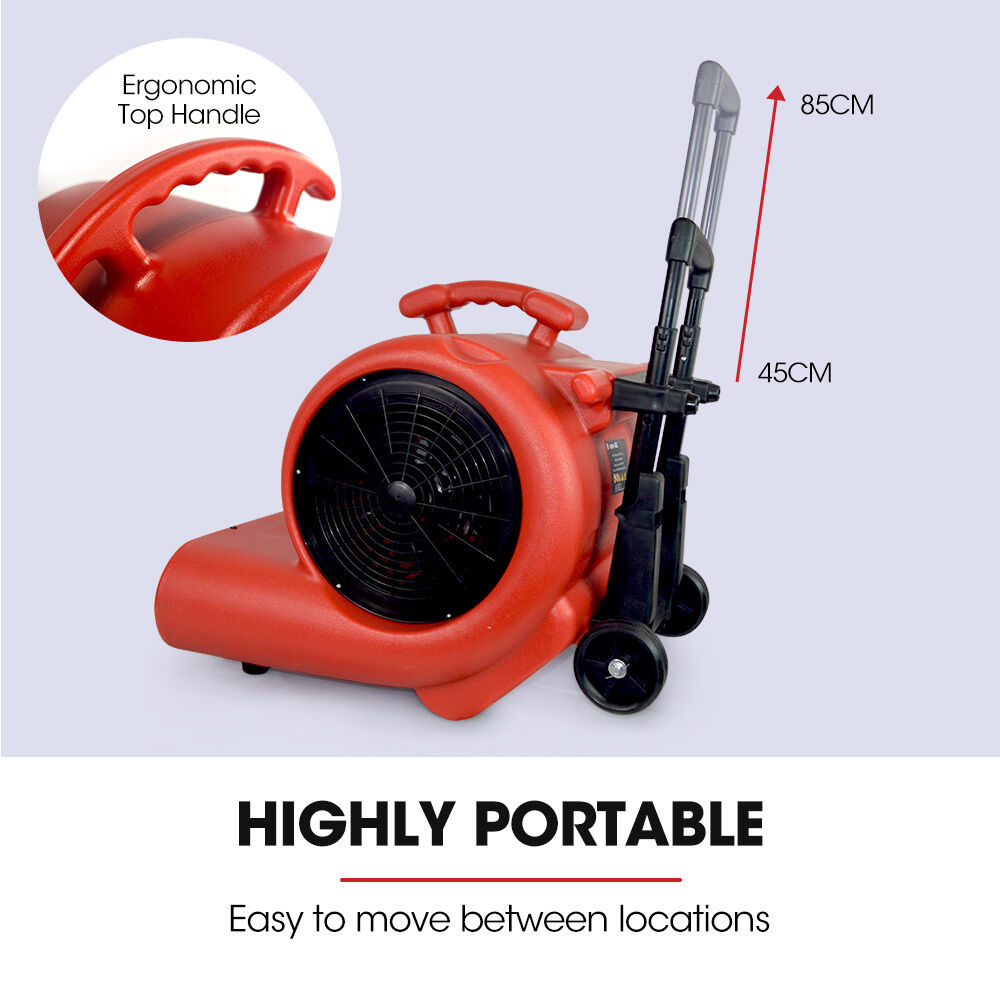 Baumr-AG 3-Speed Carpet Dryer Air Mover Blower Fan, 1400CFM, Sealed Copper Motor, Poly Housing, Telesscopic Handle and Wheels Price