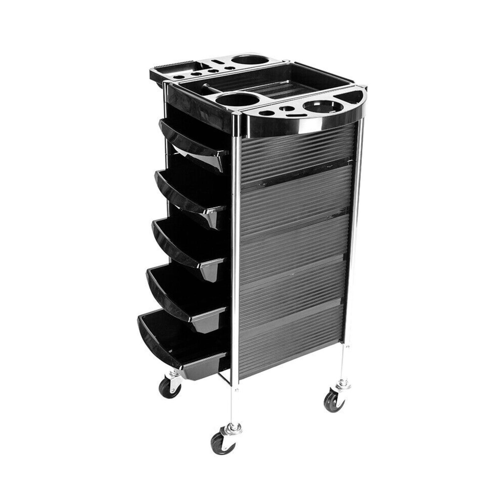 5 Drawer Hairdressing Trolley Black 90x30x36cm Hair Salon Beauty Rolling Cart Price