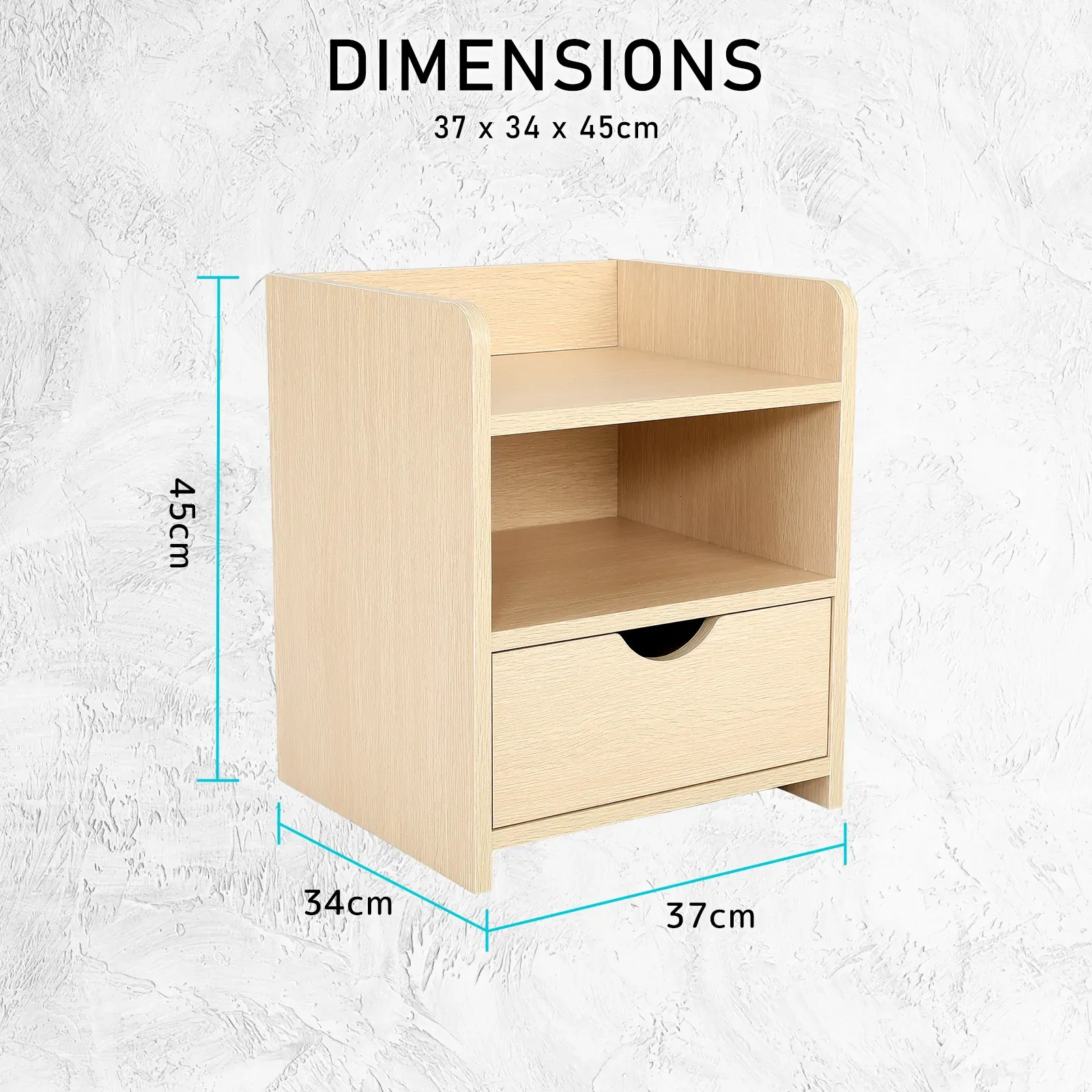 2X Bedside Table Side Storage Cabinet Nightstand Bedroom 1 Drawer 2 Shelf LARK OAK Price