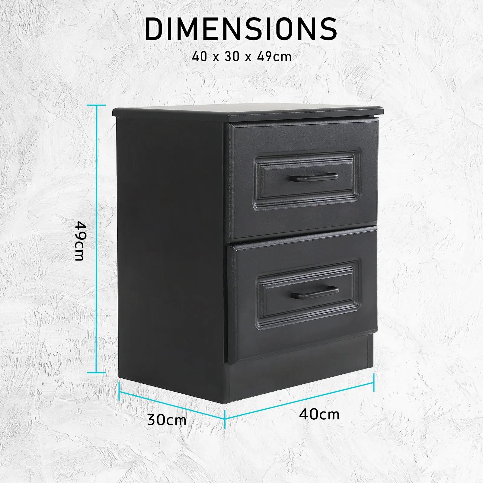 2X Bedside Table Side Storage Cabinet Nightstand Bedroom 2 Drawer KEVA BLACK Price