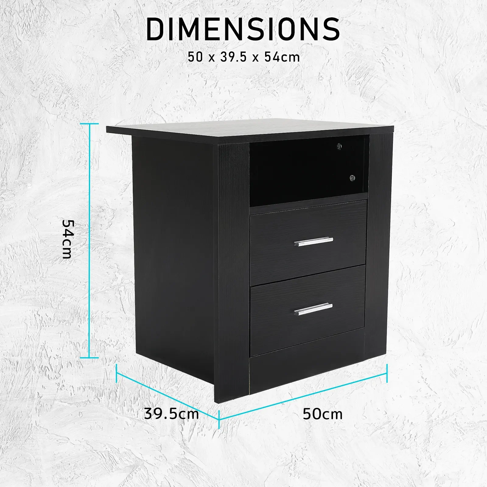 2X Bedside Table Side Storage Cabinet Nightstand Bedroom 2 Drawer 1 Shelf ZURI BLACK Price