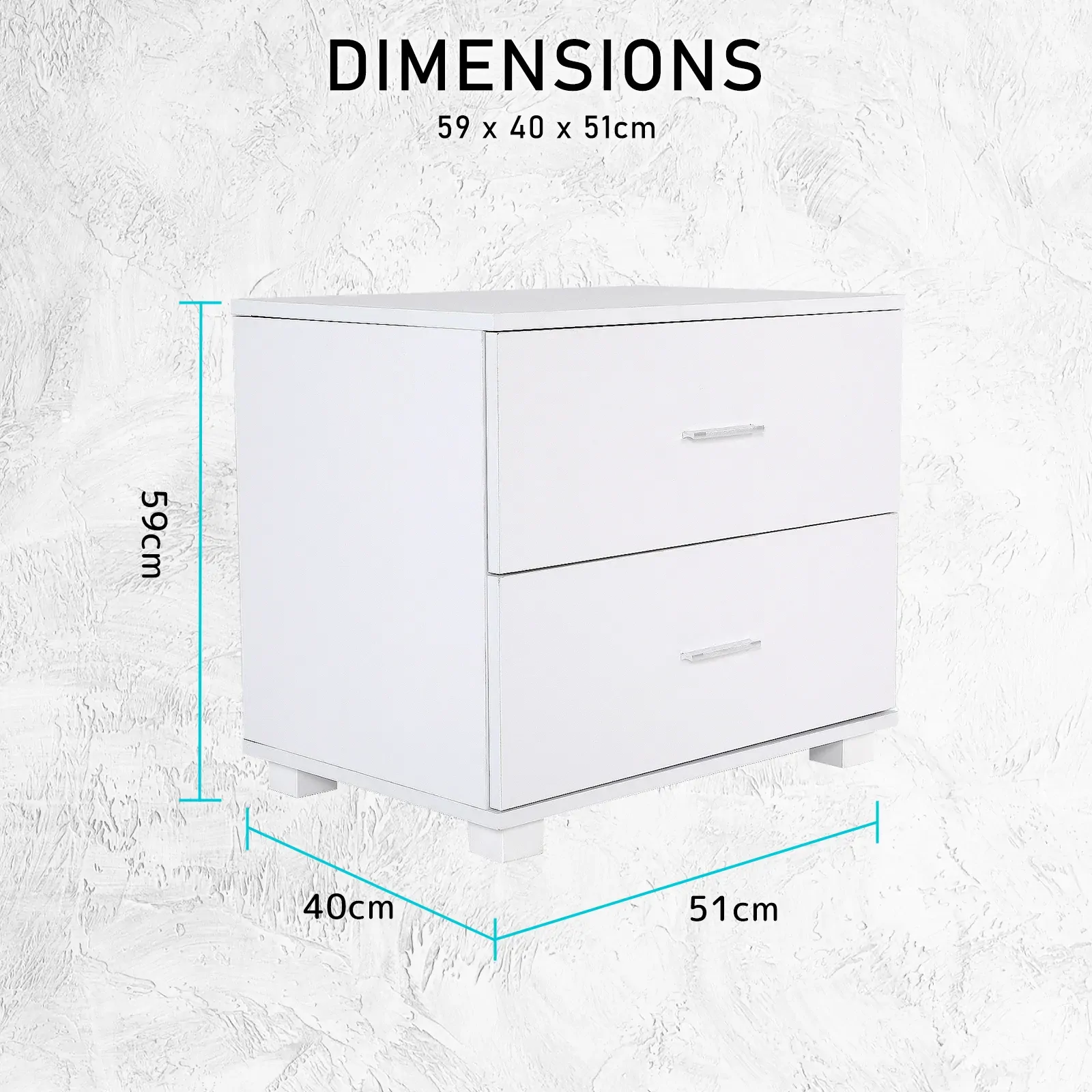 2X Bedside Table Side Storage Cabinet Nightstand Bedroom 2 Drawer Legs ETTA WHITE Price